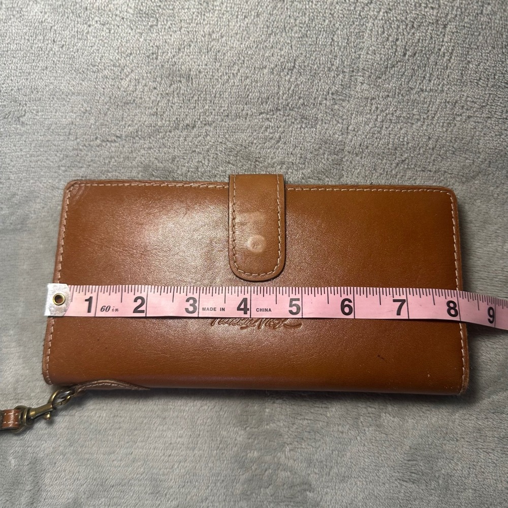 Patricia Nash Tan Brown Leather Bifold Wristlet Wallet Snap Closure Organizer - Picture 7 of 11